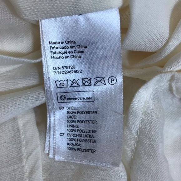 H&M Womens Cream Open Knit Lace Detail Strap Sleeve Lightweight Dress Size 4 - Picture 8 of 8